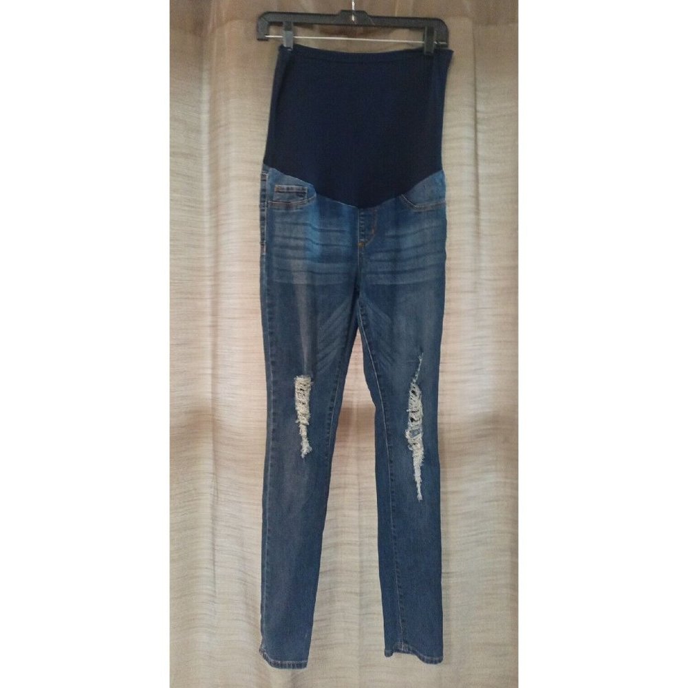 Women's S.O.N.G Distressed Stretchy Maternity Pants Size Medium